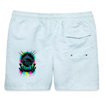 Musik Festival Publikum Equalizer Vinyl Welle - Männer Badeshorts - hellblau gestreift - Hinten - AI Model Male 178 light (178cm)
