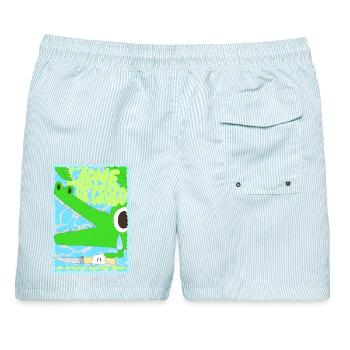 Das Krokodilwaffen-Wortspiel Graffiti Lustig - Männer Badeshorts - hellblau gestreift - Hinten - AI Model Male 178 light (178cm)