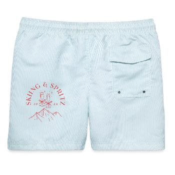 Apres Ski Skiurlaub Girlstrip Skifahren Geschenk - Männer Badeshorts - hellblau gestreift - Hinten - AI Model Male 178 light (178cm)