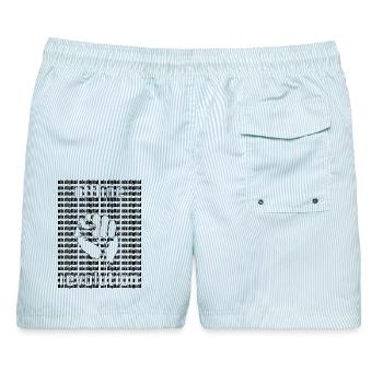 Offline Revolution – Digital Detox Statement Desig - Männer Badeshorts - hellblau gestreift - Hinten - AI Model Male 178 light (178cm)