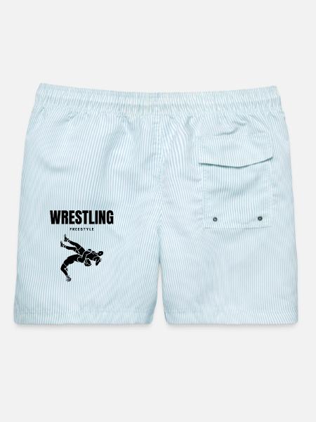 WRESTLING FREESTYLE – MEHR ALS EIN SPORT - Männer Badeshorts - hellblau gestreift