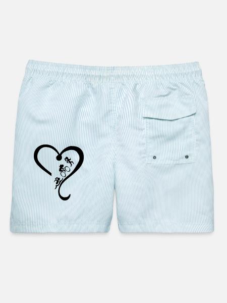 Triathlon-holic - Männer Badeshorts - hellblau gestreift