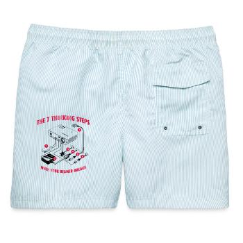 7 thinking steps when your Beamer breaks - Männer Badeshorts - hellblau gestreift - Hinten - AI Model Male 178 light (178cm)