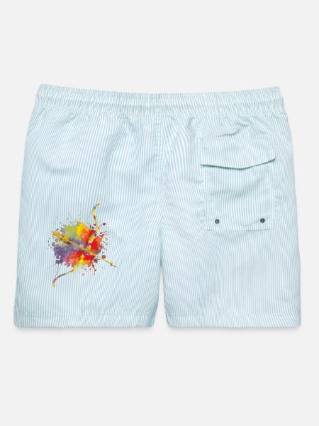 Bogen und Pfeil – Design von Splash Art für Bogenschützen - Männer Badeshorts - hellblau gestreift