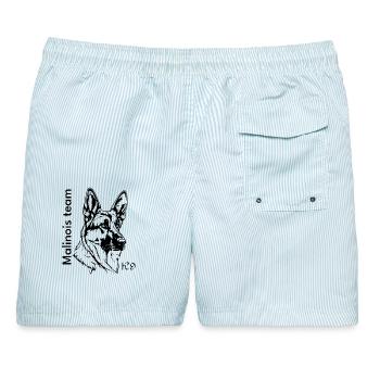 Malinois-Team - Männer Badeshorts - hellblau gestreift - Hinten - AI Model Male 178 light (178cm)