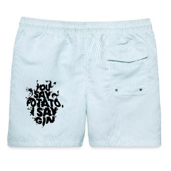 Du sagst Kartoffel, ich sage Gin – lustiges Gin-Liebhaber-Zitat - Männer Badeshorts - hellblau gestreift - Hinten - AI Model Male 178 light (178cm)