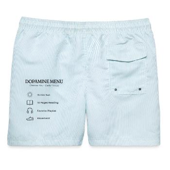 Dopamine Menu Backprint – Aesthetic Self Care - Männer Badeshorts - hellblau gestreift - Hinten - AI Model Male 178 light (178cm)
