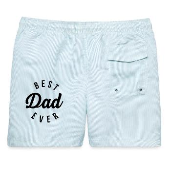 Best Dad Ever Est 2026 - Männer Badeshorts - hellblau gestreift - Hinten - AI Model Male 178 light (178cm)