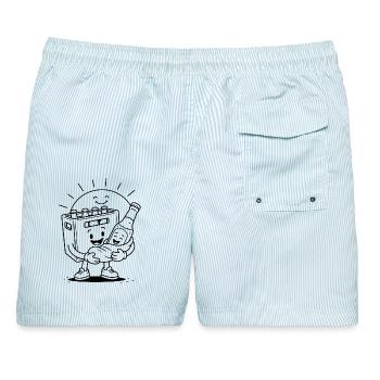 Kasti und Bierli Casual - Männer Badeshorts - hellblau gestreift - Hinten - AI Model Male 178 light (178cm)
