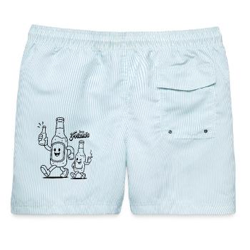 Best Friends Bierli und Bierli - Männer Badeshorts - hellblau gestreift - Hinten - AI Model Male 178 light (178cm)