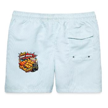 Erdnussflips Pop Art Filmabend spannende Serien - Männer Badeshorts - hellblau gestreift - Hinten - AI Model Male 178 light (178cm)