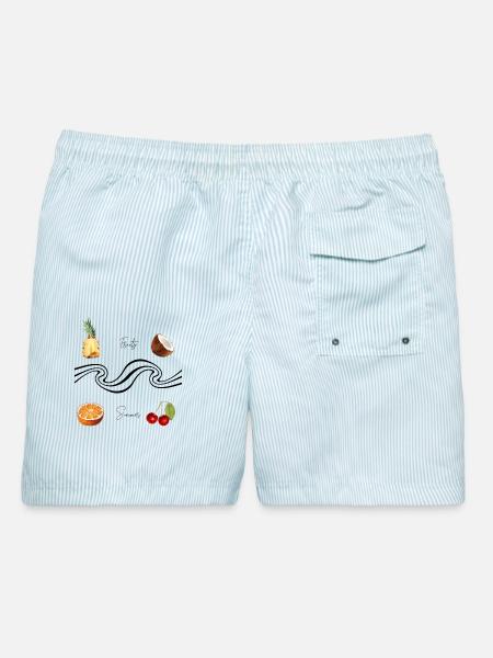 fruity summer - Männer Badeshorts - hellblau gestreift
