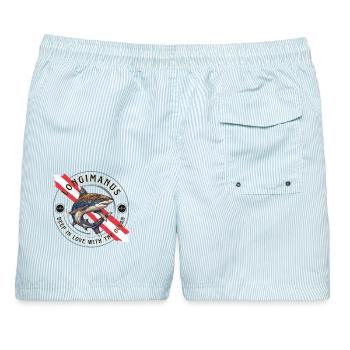 Longimanus Shark Diving Tauchen Oceanic Whitetip - Männer Badeshorts - hellblau gestreift - Hinten - AI Model Male 178 light (178cm)