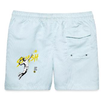 Tennis Jump - Männer Badeshorts - hellblau gestreift - Hinten - AI Model Male 178 light (178cm)