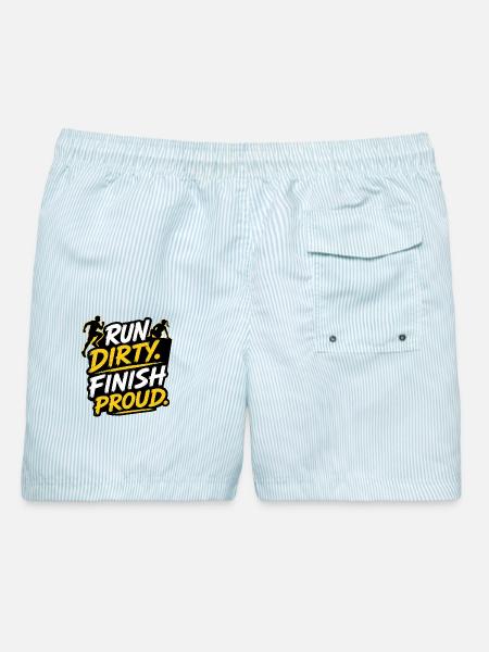 Run Dirty Finish Proud OCR Runner Design - Männer Badeshorts - hellblau gestreift
