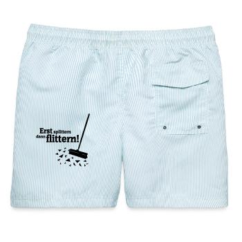 Polterabend - Männer Badeshorts - hellblau gestreift - Hinten - AI Model Male 178 light (178cm)