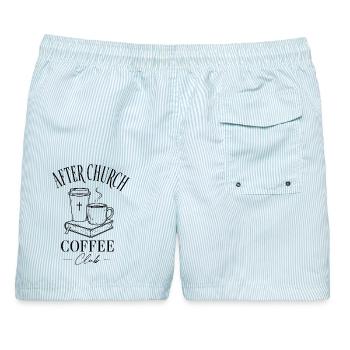 Church Coffee - Männer Badeshorts - hellblau gestreift - Hinten - AI Model Male 178 light (178cm)