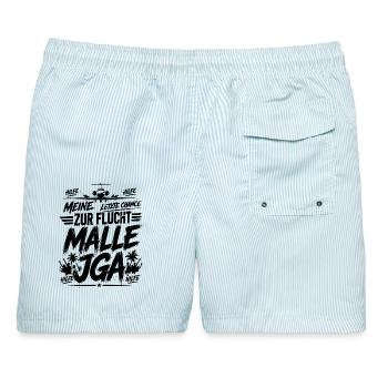Malle JGA 2026 Meine letzte Chance zur Flucht  - Männer Badeshorts - hellblau gestreift - Hinten - AI Model Male 178 light (178cm)