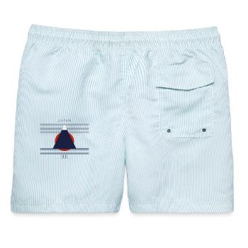 Japan Mount Fuji - Männer Badeshorts - hellblau gestreift - Hinten - AI Model Male 178 light (178cm)