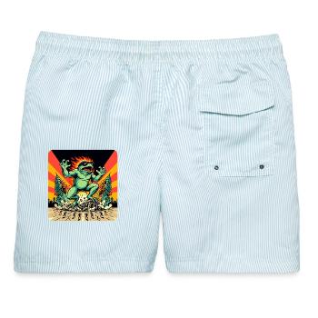 Frosch Apokalypse - Männer Badeshorts - hellblau gestreift - Hinten - AI Model Male 178 light (178cm)