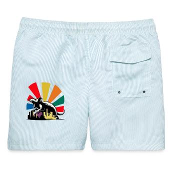 Evil Rat Rampage - Männer Badeshorts - hellblau gestreift - Hinten - AI Model Male 178 light (178cm)