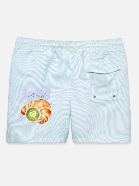 Znüni Club Matcha - Männer Badeshorts - hellblau gestreift