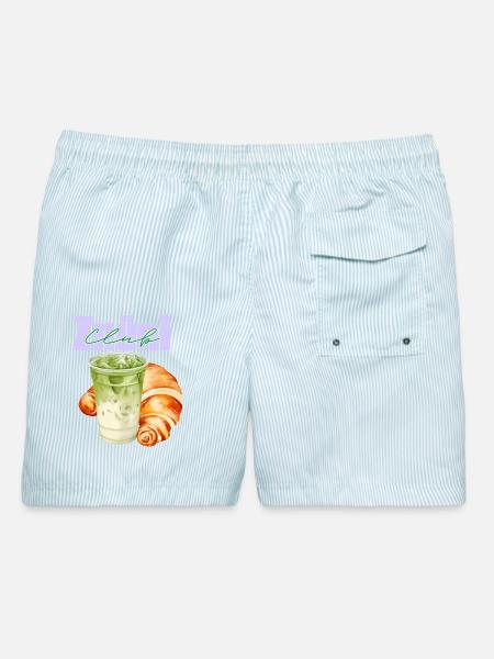 Znüni Club Iced Matcha Latte - Männer Badeshorts - hellblau gestreift