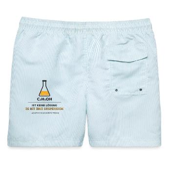 Chemie Suspension Bier - Männer Badeshorts - hellblau gestreift - Hinten - AI Model Male 178 light (178cm)