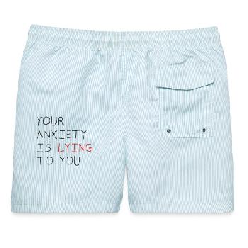 Your Anxiety Is Lying to You - Männer Badeshorts - hellblau gestreift - Hinten - AI Model Male 178 light (178cm)