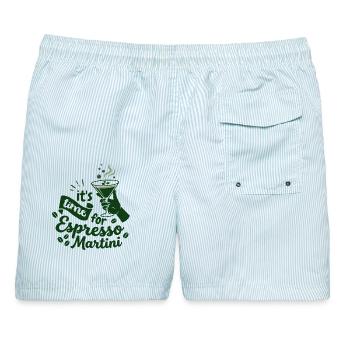 Zeit für Espresso Martini - Männer Badeshorts - hellblau gestreift - Hinten - AI Model Male 178 light (178cm)