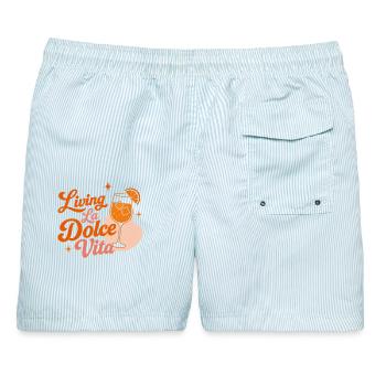 Dolce Vita Spritz  - Männer Badeshorts - hellblau gestreift - Hinten - AI Model Male 178 light (178cm)