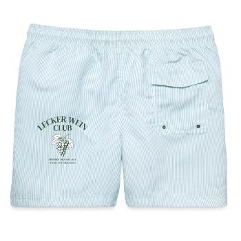 Lecker Wein Club Weinliebhaber Design Geschenk - Männer Badeshorts - hellblau gestreift - Hinten - AI Model Male 178 light (178cm)