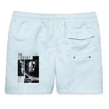 Odysseus' Reise - Männer Badeshorts - hellblau gestreift - Hinten - AI Model Male 178 light (178cm)