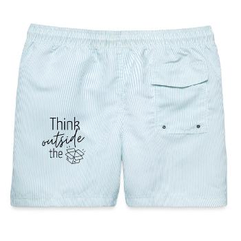 Ideenkiste - Think outside ... - Männer Badeshorts - hellblau gestreift - Hinten - AI Model Male 178 light (178cm)