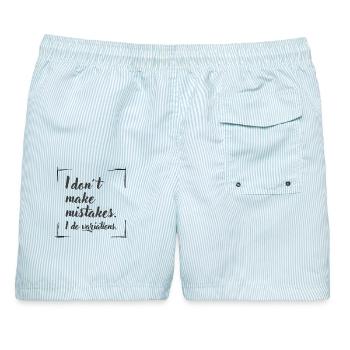 I don't make mistakes. I do variations. - Männer Badeshorts - hellblau gestreift - Hinten - AI Model Male 178 light (178cm)