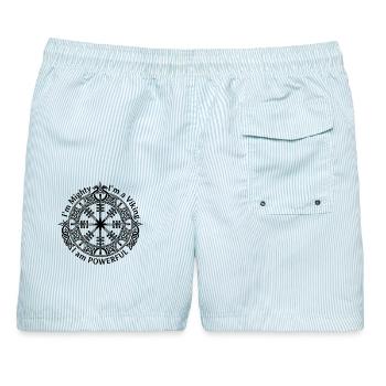 Runischer Helm der Ehrfurcht – Ich bin mächtig - Männer Badeshorts - hellblau gestreift - Hinten - AI Model Male 178 light (178cm)