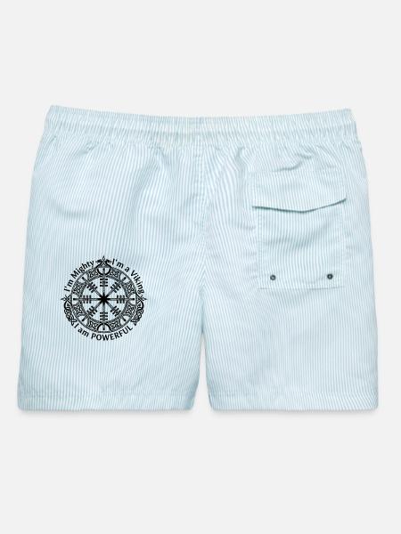 Runischer Helm der Ehrfurcht – Ich bin mächtig - Männer Badeshorts - hellblau gestreift