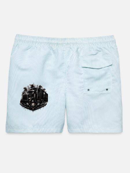 Trucker love - Männer Badeshorts - hellblau gestreift