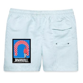 Reality - Männer Badeshorts - hellblau gestreift - Hinten - AI Model Male 178 light (178cm)