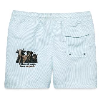Same Respect – Cooles Statement für Tierfreunde - Männer Badeshorts - hellblau gestreift - Hinten - AI Model Male 178 light (178cm)