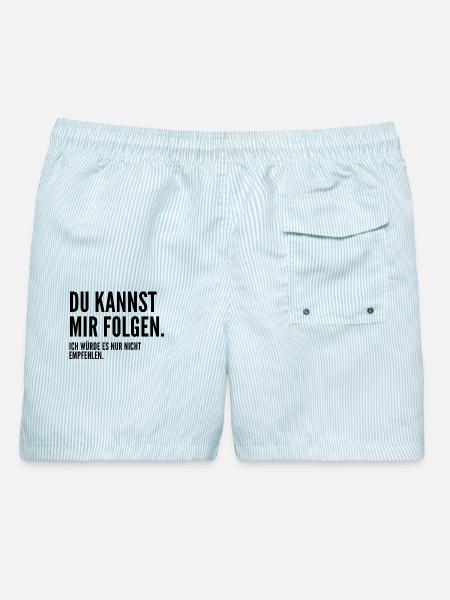 Ab hier nur noch Rückansicht | Sarkasmus | Spruch - Männer Badeshorts - hellblau gestreift