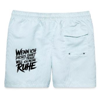 Ich will meine Ruhe - Männer Badeshorts - hellblau gestreift - Hinten - AI Model Male 178 light (178cm)