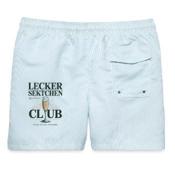Sekt Lecker Sektchen Club Prosecco JGA Mädelsabend - Männer Badeshorts - hellblau gestreift - Hinten - AI Model Male 178 light (178cm)