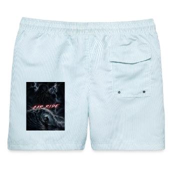 Richter Cthulhu - Männer Badeshorts - hellblau gestreift - Hinten - AI Model Male 178 light (178cm)