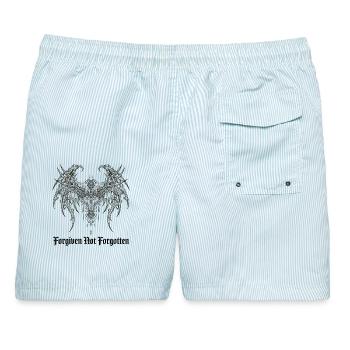 Cyber Sigilism Gothic Cross  - Männer Badeshorts - hellblau gestreift - Hinten - AI Model Male 178 light (178cm)