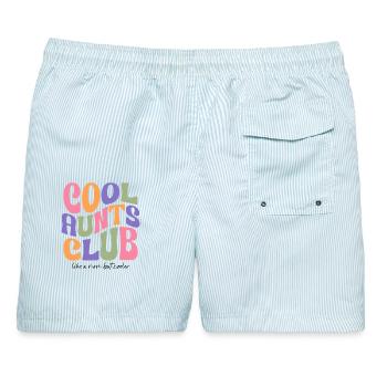 Cool Aunts Club Tante Aunt Gift Patentante Geburt - Männer Badeshorts - hellblau gestreift - Hinten - AI Model Male 178 light (178cm)