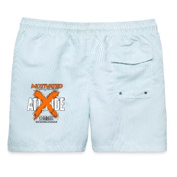 Motivierte Veränderung: Find Your Way - Männer Badeshorts - hellblau gestreift - Hinten - AI Model Male 178 light (178cm)