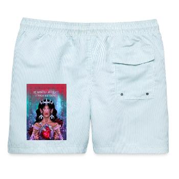 Female Rage Queen - Männer Badeshorts - hellblau gestreift - Hinten - AI Model Male 178 light (178cm)