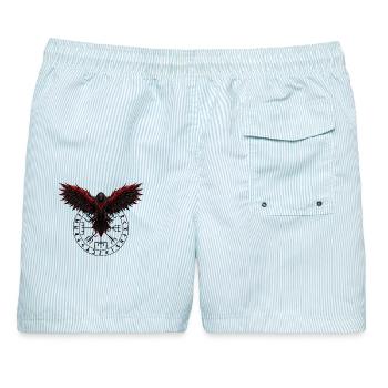 Blutadler Wikinger roter Vogel Runen Ritual Adler - Männer Badeshorts - hellblau gestreift - Hinten - AI Model Male 178 light (178cm)
