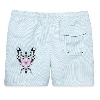 GEBOREN, UM ZERSTÖRT ZU WERDEN - Männer Badeshorts - hellblau gestreift - Hinten - AI Model Male 178 light (178cm)